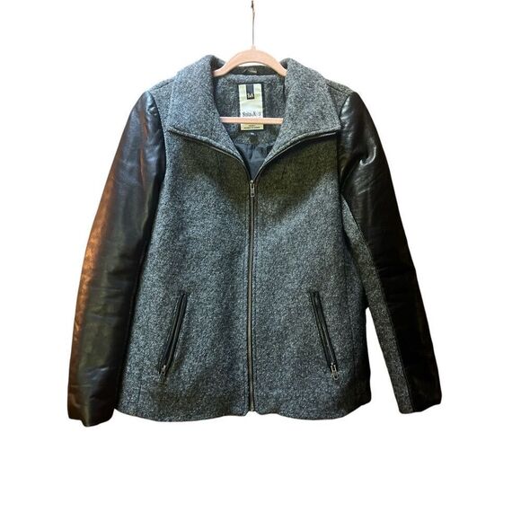 Soia & Kyo wool blend coat with leather sleeves M - Picture 1 of 3
